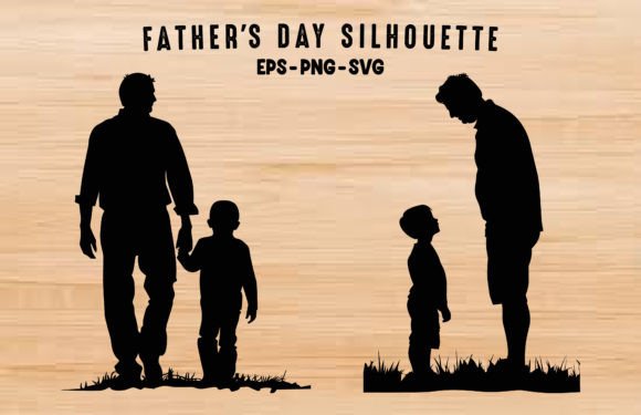 Download Dad and Son Black Silhouette SVG Vector - Vector Collection