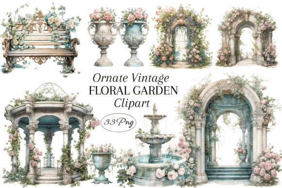 Download Ornate Vintage Floral Garden Clipart - Garden Collection