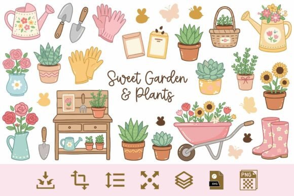 Download Sweet Garden Clipart PNG &amp; SVG Bundle - Premium Bundle