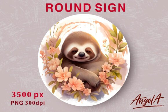 Download Watercolor Sleeping Animal Round Design - Round design Collection