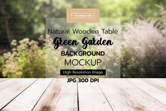 Download Wood Table with Garden Background Mockup - Garden Collection